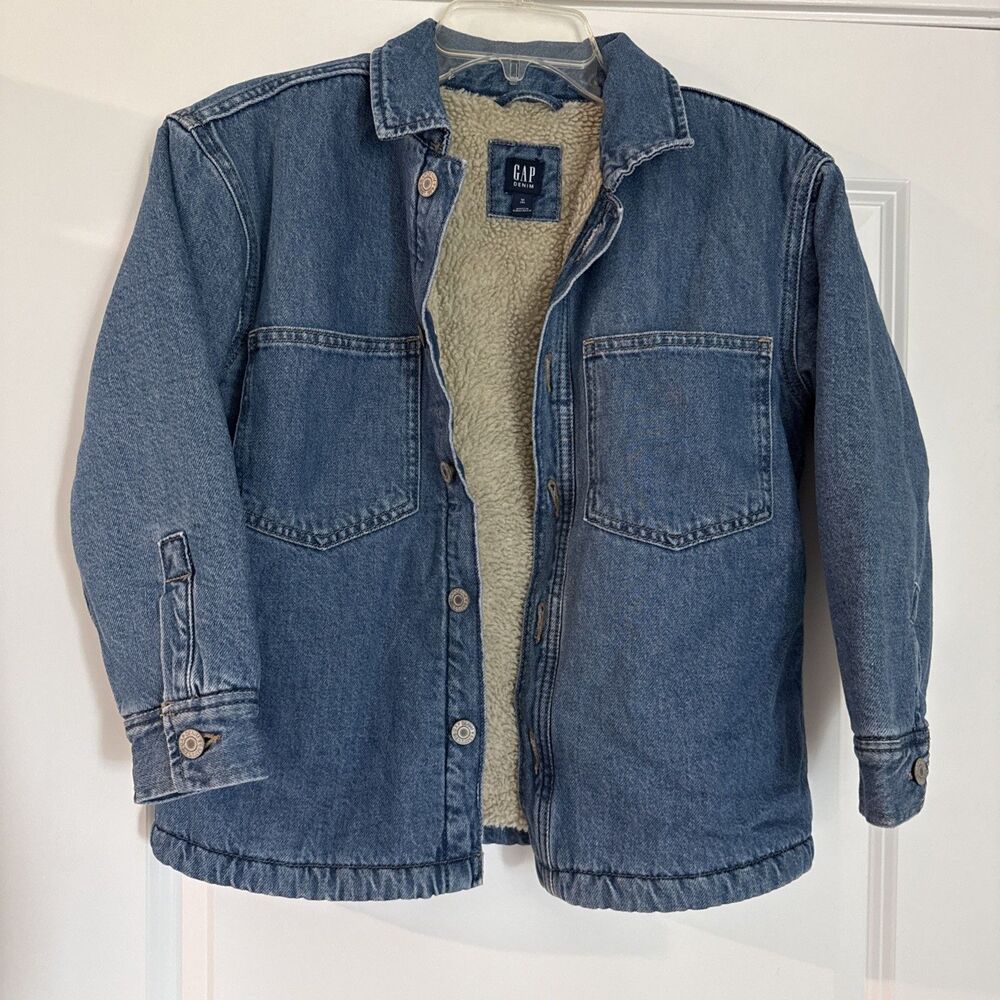 Gap Denim Sherpa Lined Trucker Jean Jacket YOUTH MEDIUM 8
